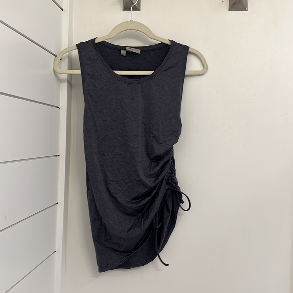 Athleta Sleeveless Woman’s Sunchaser UPF tank, grey, size S.